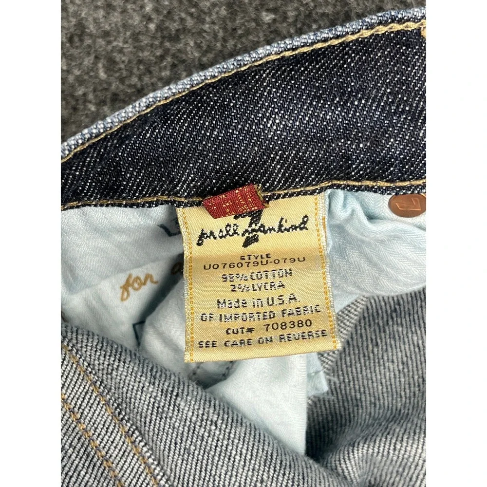 Vtg Y2K 7 For All Mankind Flare Jeans Womens 26 Dark Wash Low Rise Made USA Fade